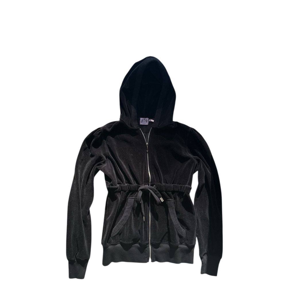 Y2K vintage juicy couture, long Black Hooded Zip-Up Jacket XL